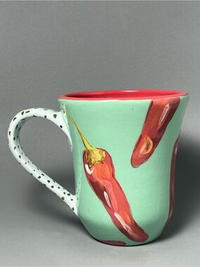 Droll Designs Peppers on Green Mug